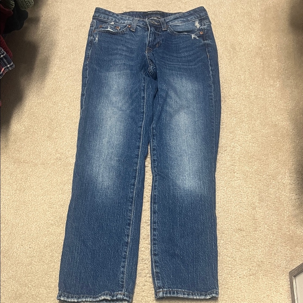 Aeropostale Distressed Mid Rise Ankle Straight Jeans